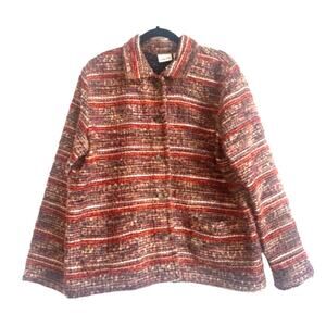 Chico’s Tweed Multiple Fall Colors with Metallic Accent Button Down Coat